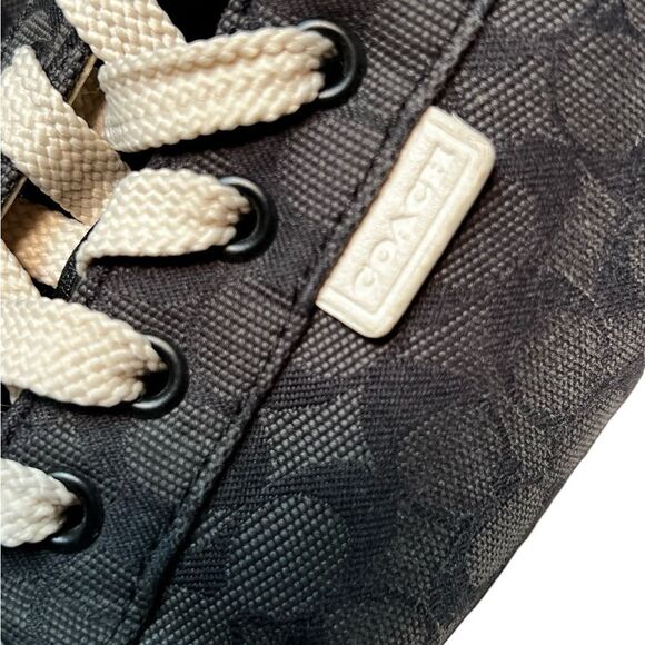 COACH Navy Lowline Signature Jacquard Lace Up Sneakers Shoes Women size 8 - Picture 7 of 10
